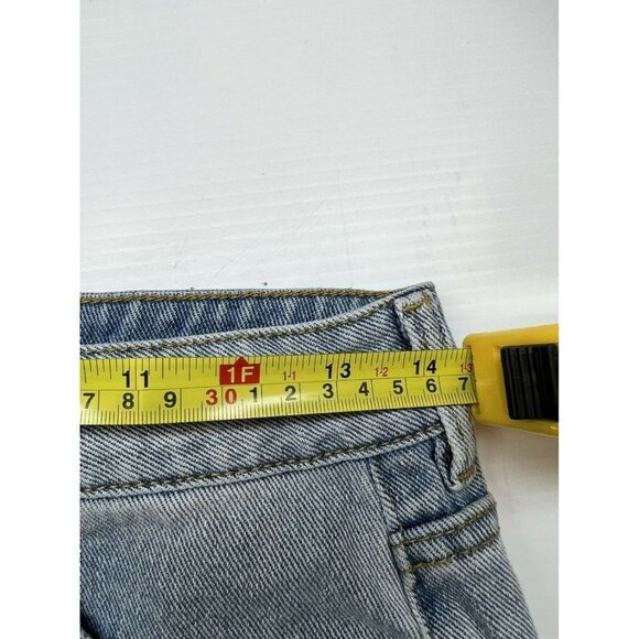 PacSun Jean Skirt Mixed Denim-Medium & Light Wash Frayed Hem Distressed Size 24 - Picture 2 of 5